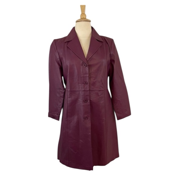 90s Chadwicks Purple Leather Jacket Women's XL Vintage Long Sleeve Classic Glam